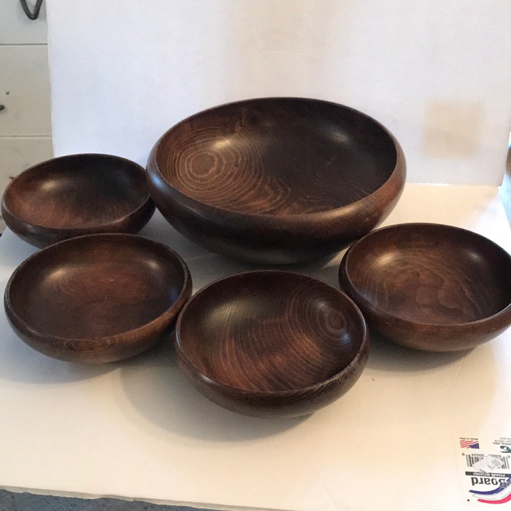 Wood Salad Set Mid Century